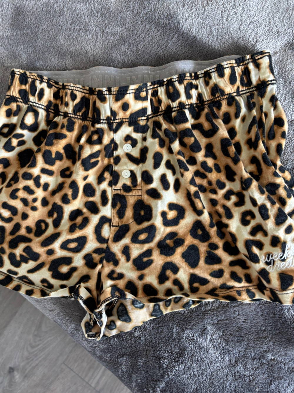 PINK Victoria's Secret Leopard Print Plush Lounge Shorts in Tan and Black